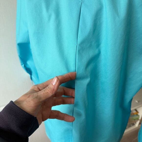 Chico's No Iron 100% Cotton 3/4 Sleeve Collared Button-Up Shirt Blue Size 1 - Picture 3 of 10